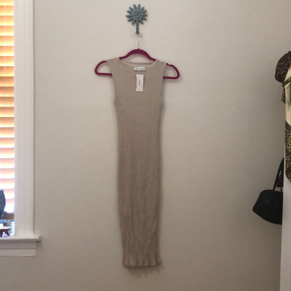 Tan sweater midi dress